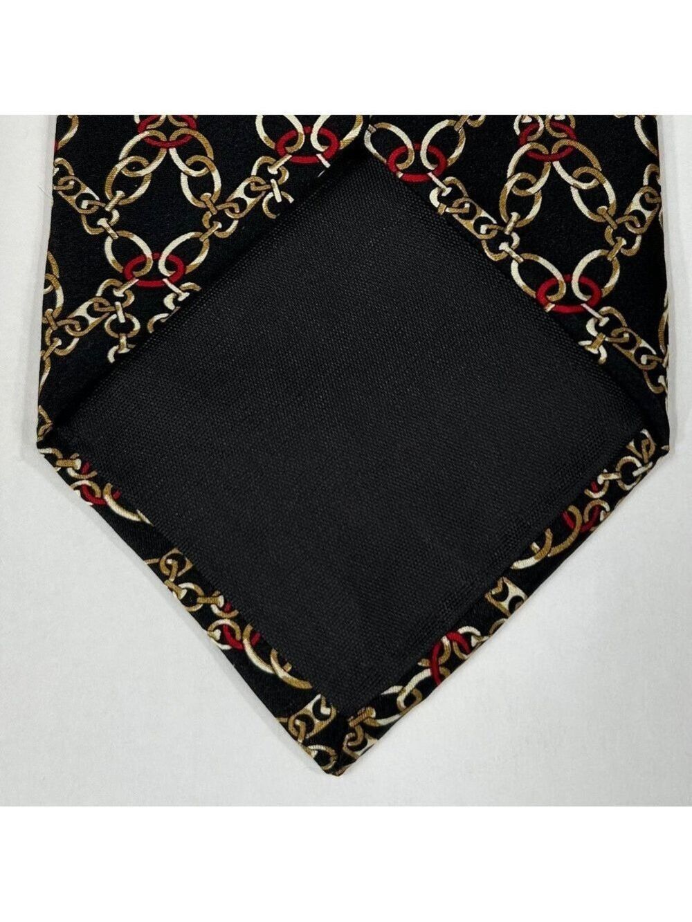 Ashford & Brooks London Men's Handmade Silk Black Red Gold Tie - Picture 7 of 7